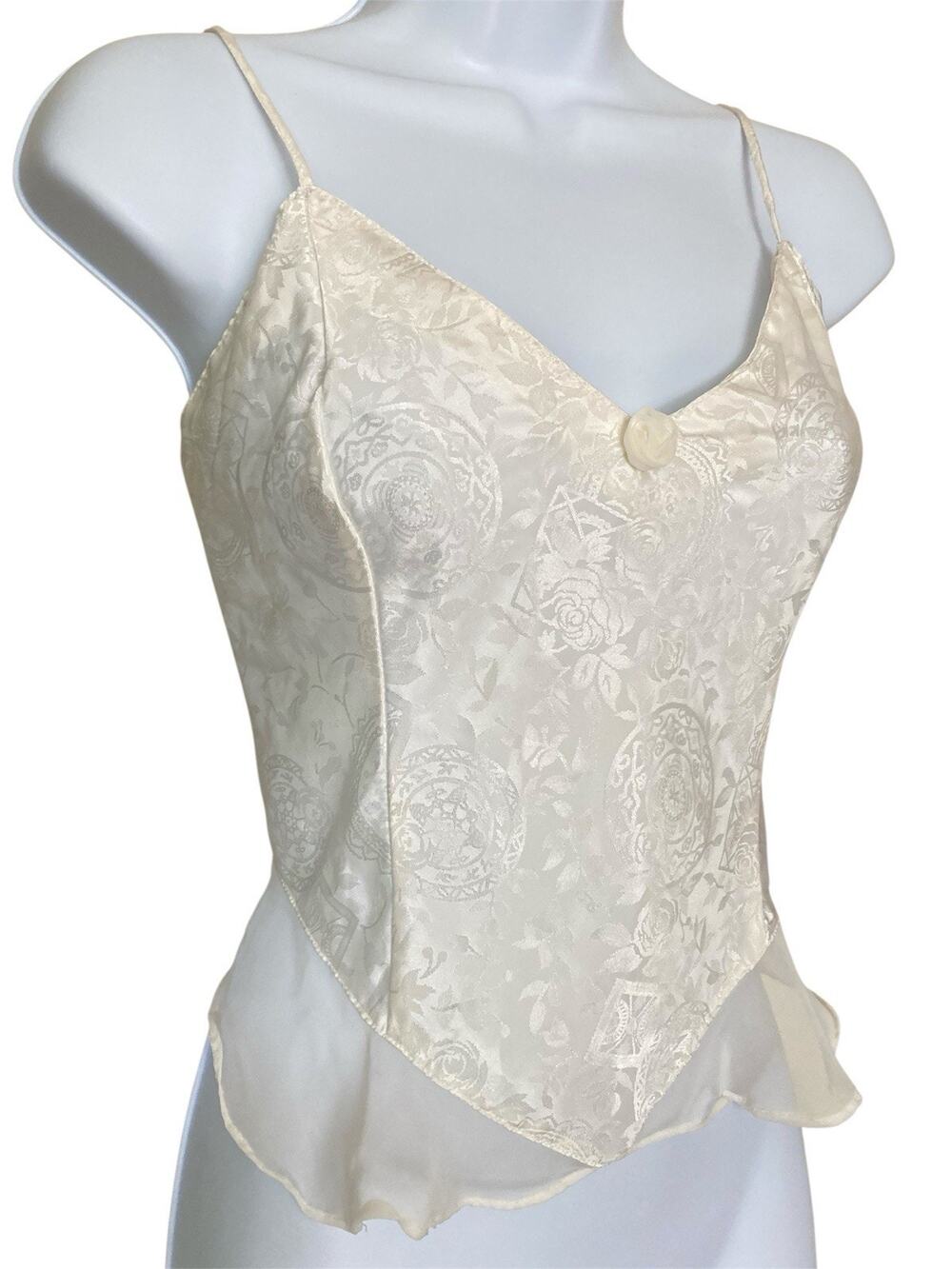 Vintage Victoria Secret 90s Y2k Fairy Romantic Boho Dainty Bridal White Cami L
